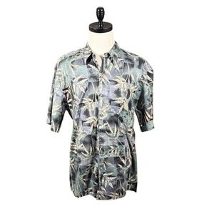 Tori Richard Mens XL Cotton Lawn Short Sleeve Aloha Shirt Green Bamboo Abstract